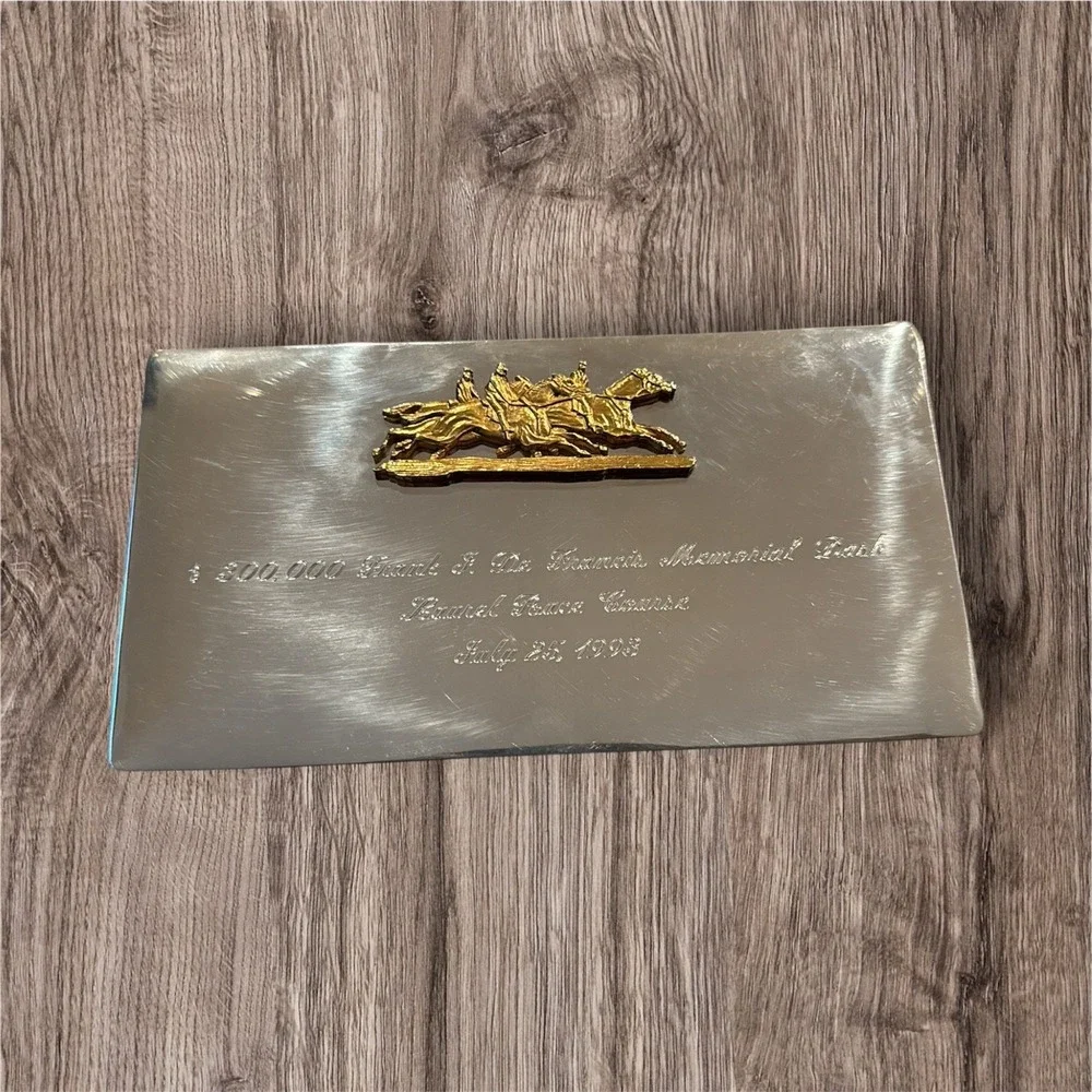 KIRK STIEFF PEWTER COMMEMORATIVE PLAQUE MEMORIAL DASH Laurel Race Course Horse
